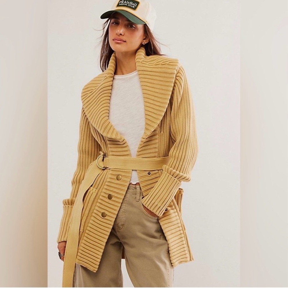 Free People Tan Ribbed Cardigan - Picture 2 of 4